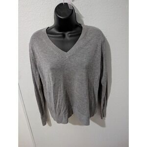 Banana Republic Gray V Neck‎ Sweater SP Petite Acrylic Rayon Pullover
